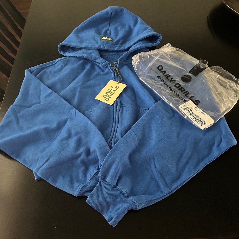 Daily Drills Cropped Zip Hoodie Cobalt Blue